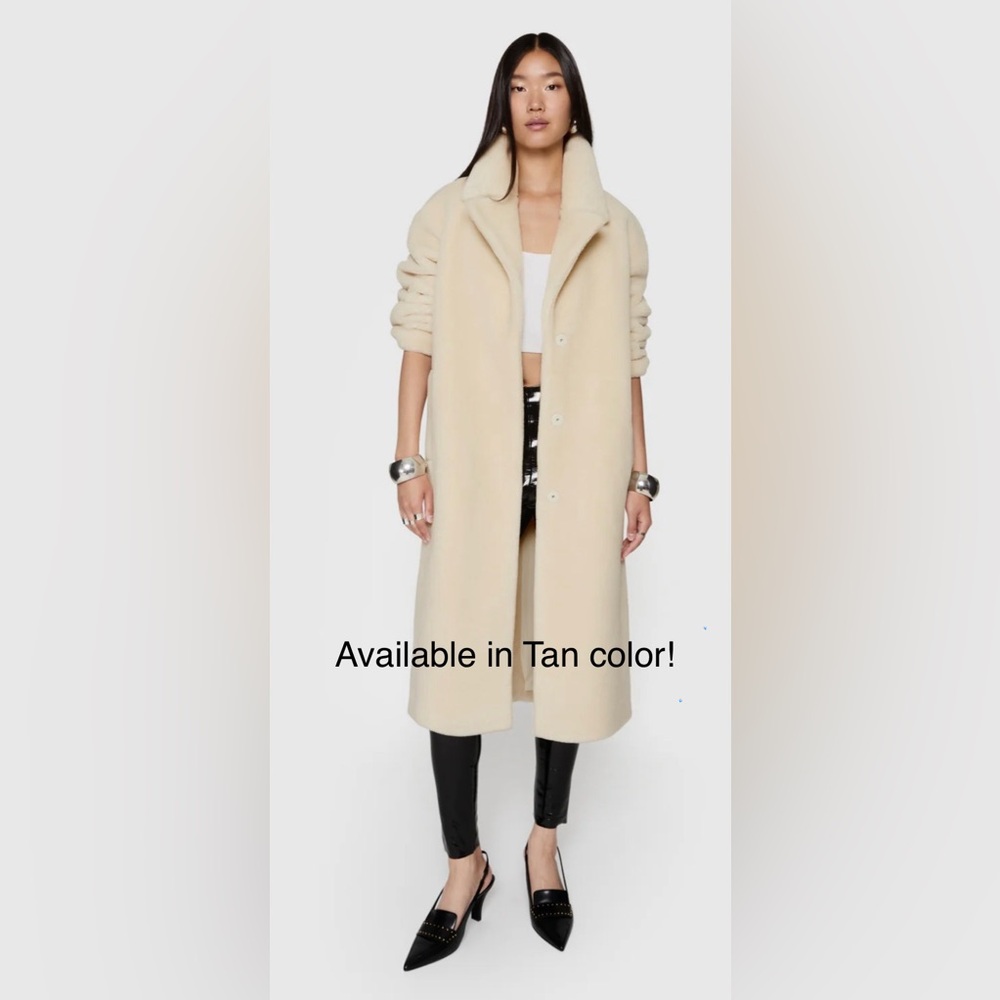 Rebecca Minkoff Sherpa Coat with Notch Lapel in Tan, New with tag.